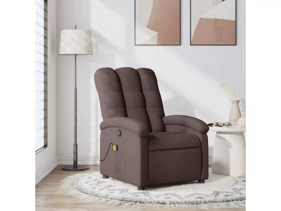 Fauteuil massant inclinable Marron foncé Tissu