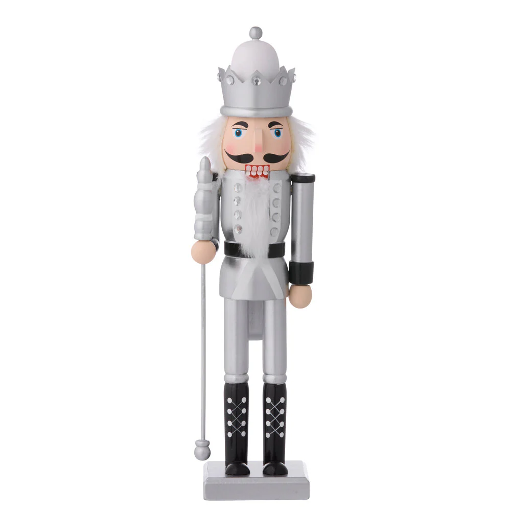 Bahne Interior  Nøddeknækker med scepter, sølvfarvet - H38 cm