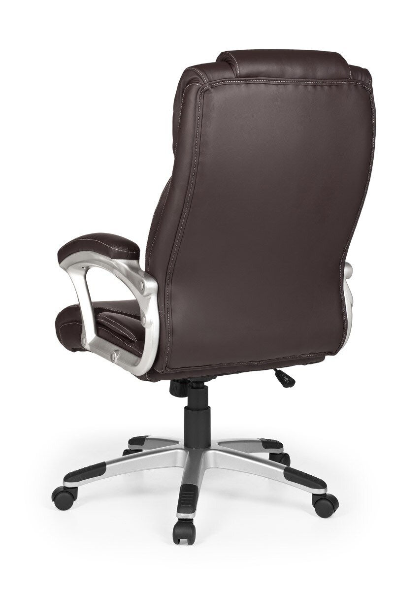 KADIMA DESIGN Großer Bürostuhl: Extra hohe Rückenlehne, Wippmechanik, Lendenwirbelstütze, Kunstleder, Braun.