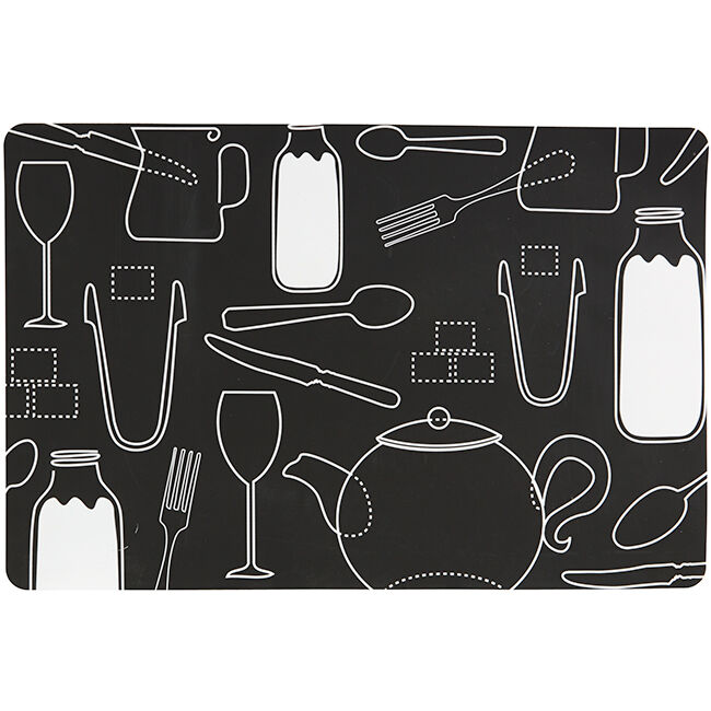 Set de table Ustensiles de cuisine noir et blanc