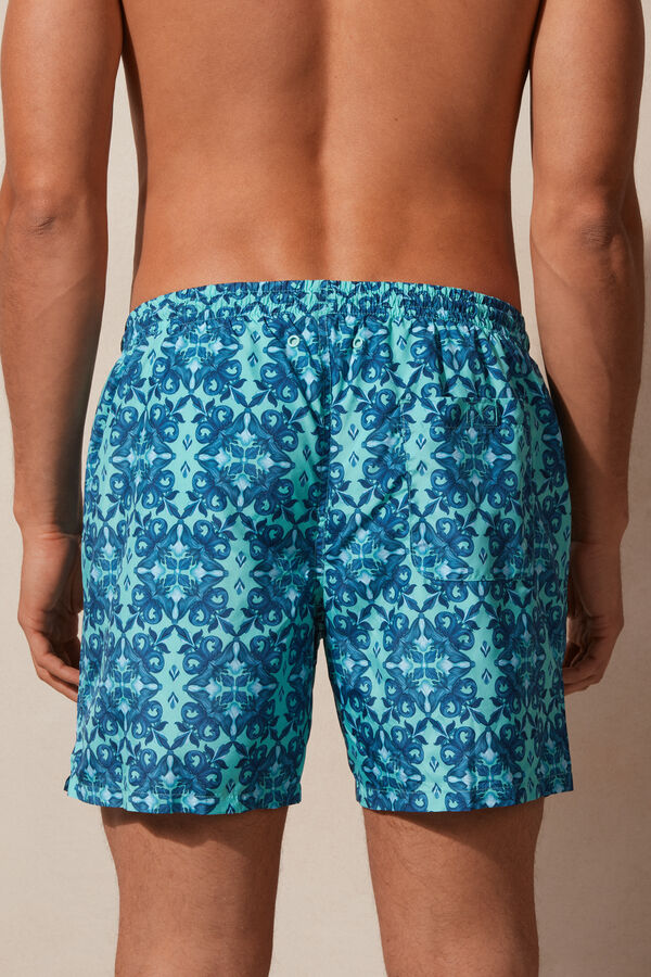 Sunga boxer azul-clara com estampa marroquina