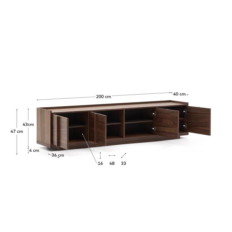 Kave Home Onix tv-meubel 200x45 walnoot