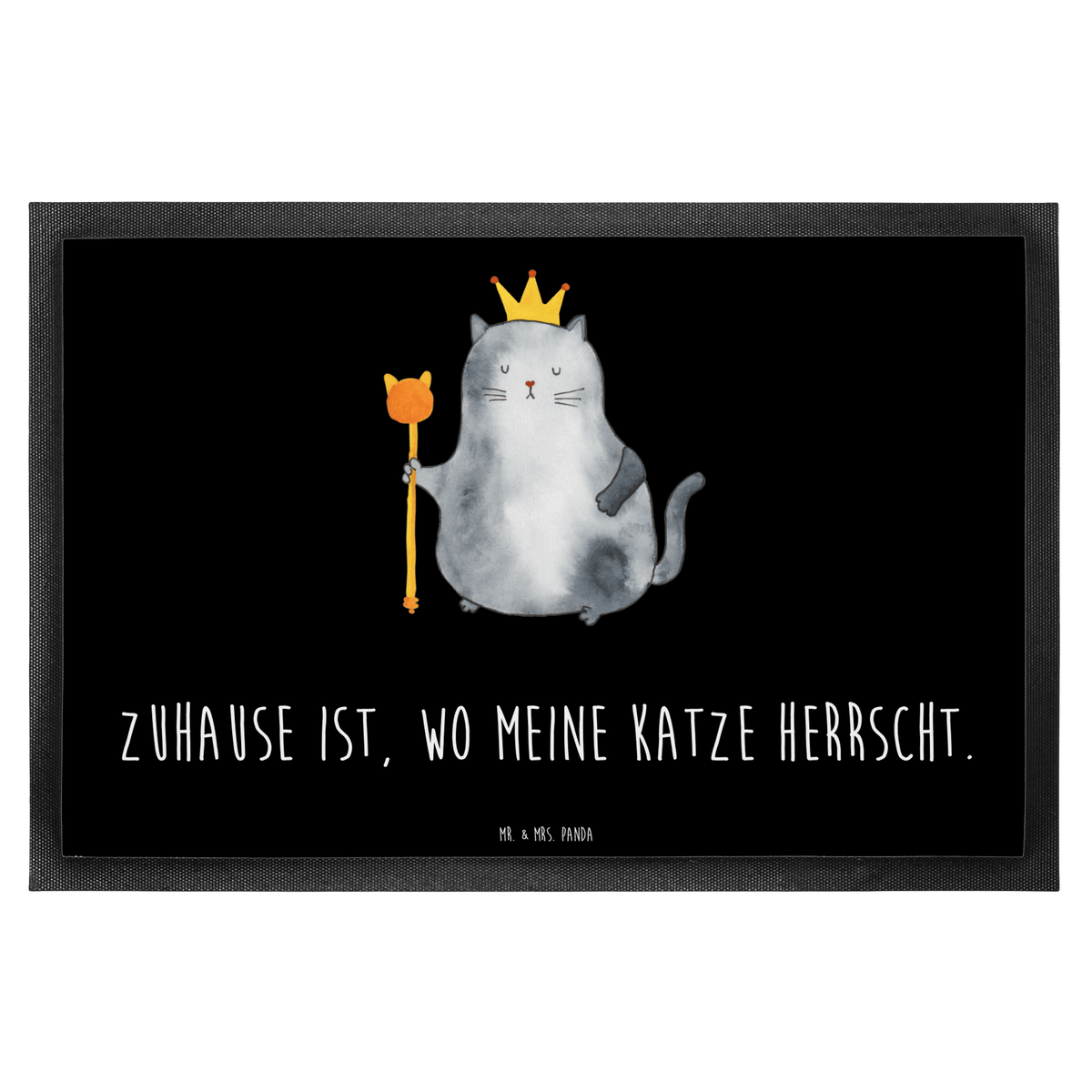 Mr. & Mrs. Panda 40 x 60 cm Deurmat Cat King - Zwart