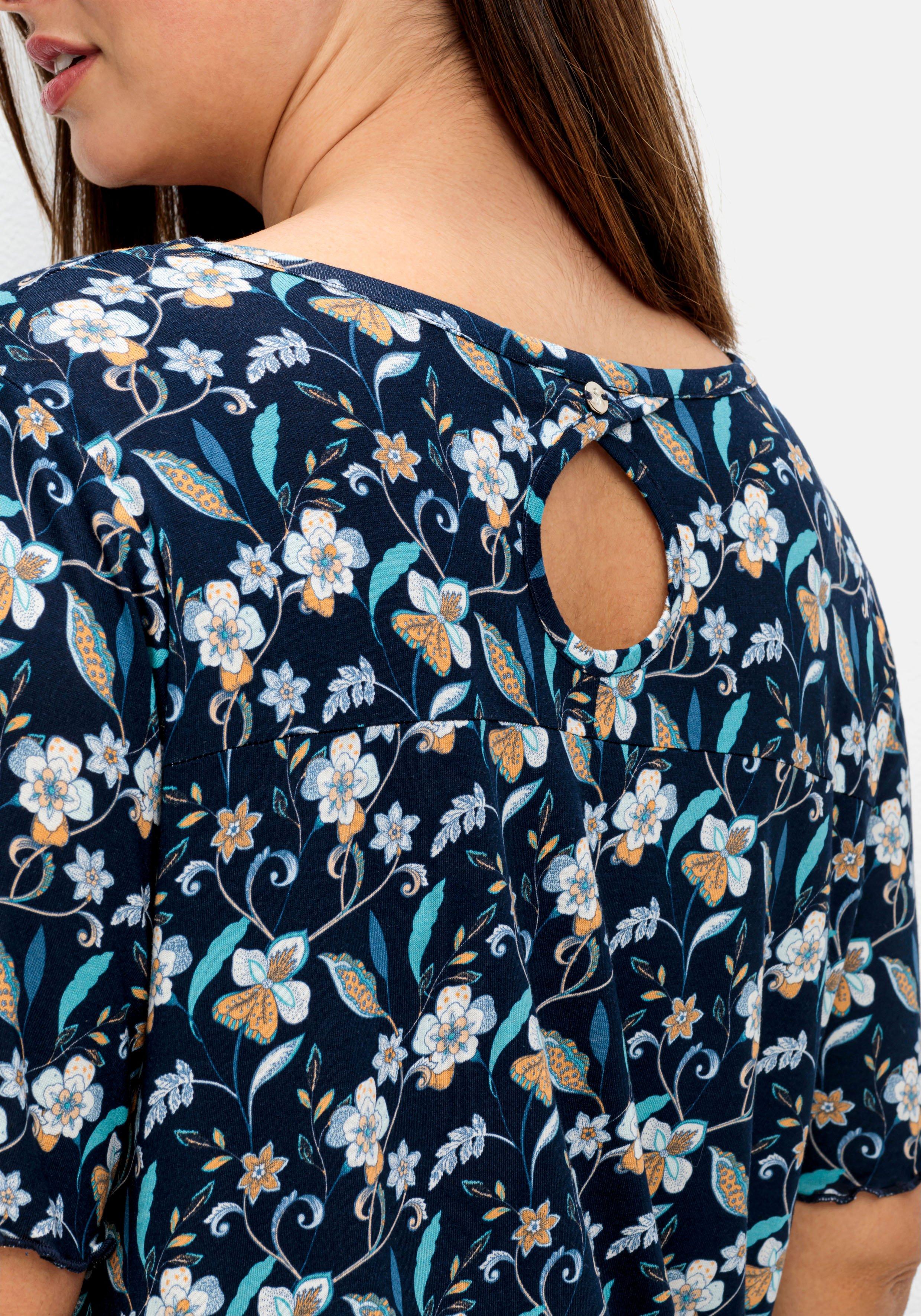 Shirt mit Blumendruck und Cut-out im Rücken