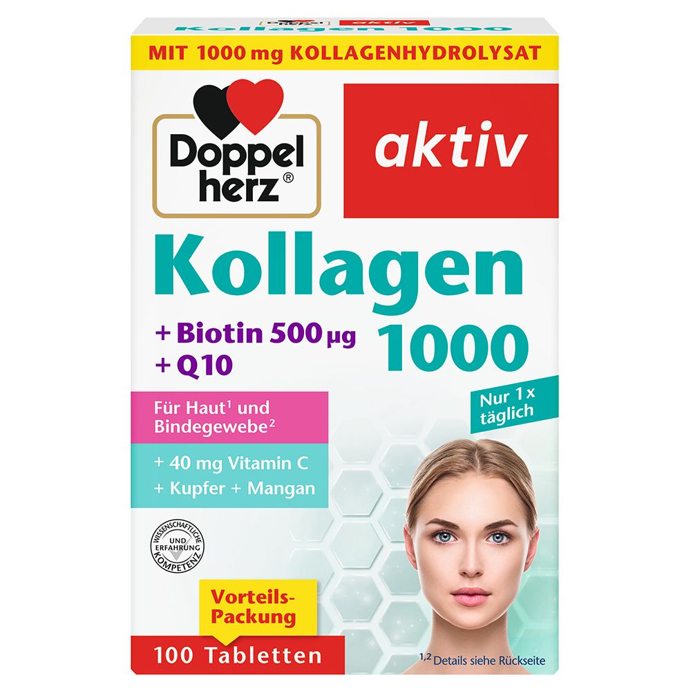 Doppelherz® aktiv Kollagen 1000 + Biotin + Q10 + Doppelherz Hutschenreuther Weihnachtsglocke GRATIS