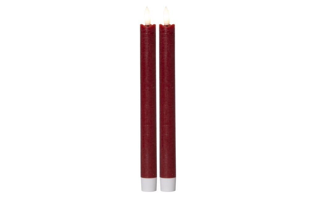 LED-Stabkerzen Set Dinner Flamme Ø 2.2 x 24.5 cm, Rot, 2 StkLED Kerze aus Wachs