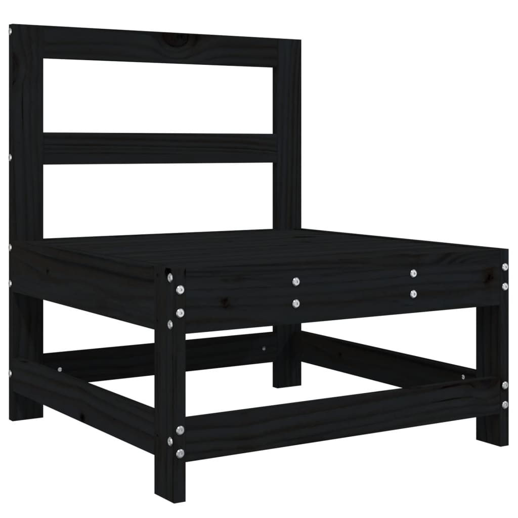 Salon de jardin 5 pcs noir bois massif de pin