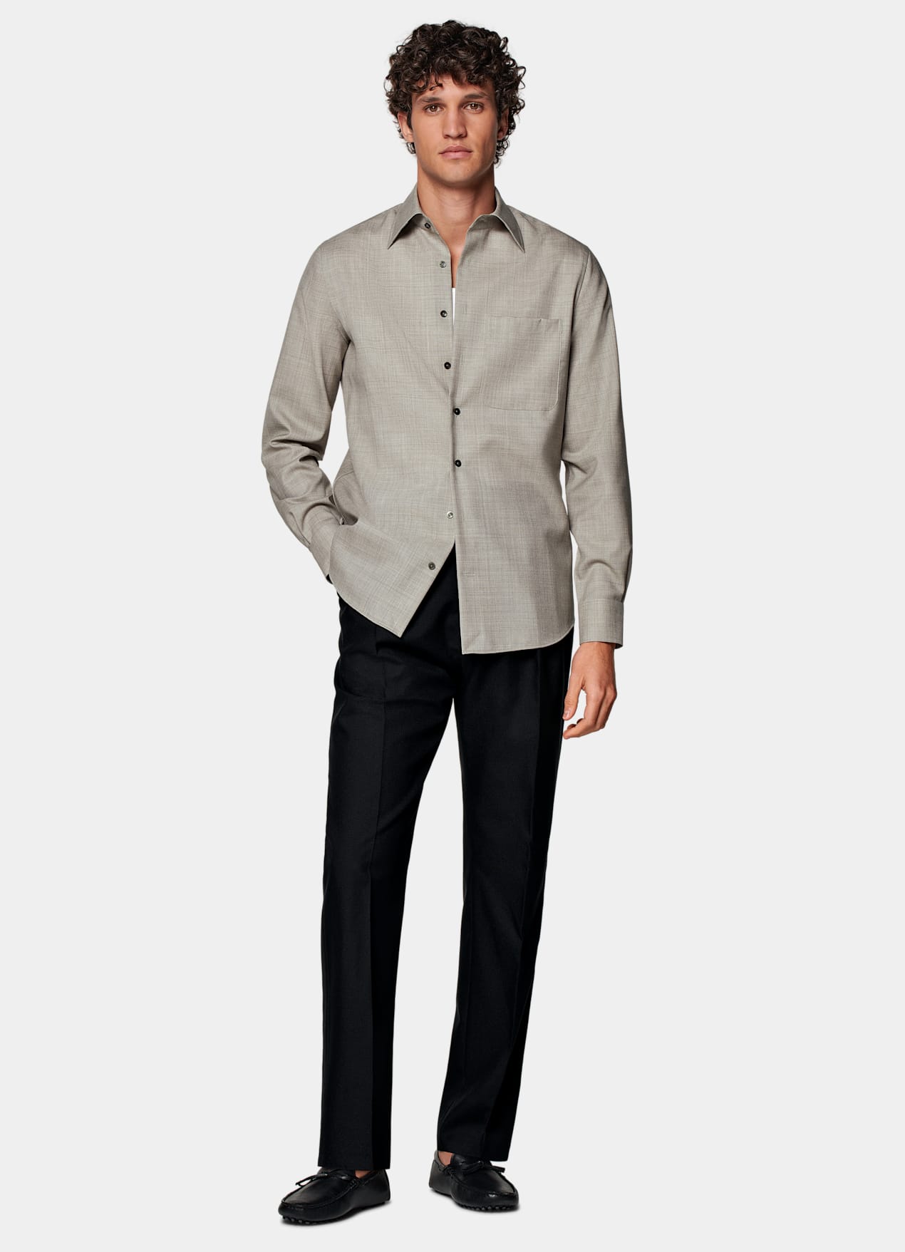 Chemise coupe ajustée taupe clair