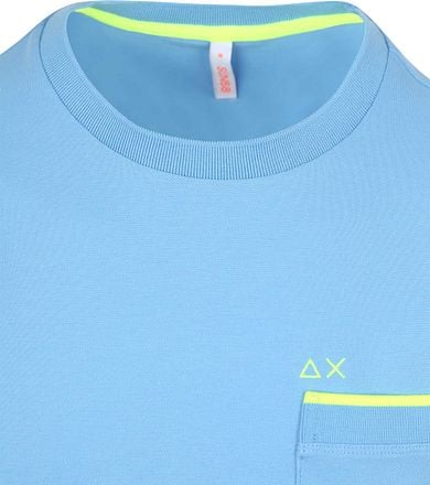 Sun68 Piqué T-Shirt Fluo Stripe Lichtblauw T35124-56 kopen