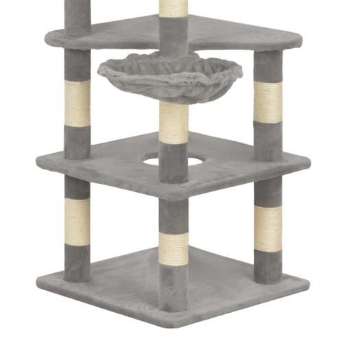 Arranhador para gatos com hastes revestidas de sisal, cinza