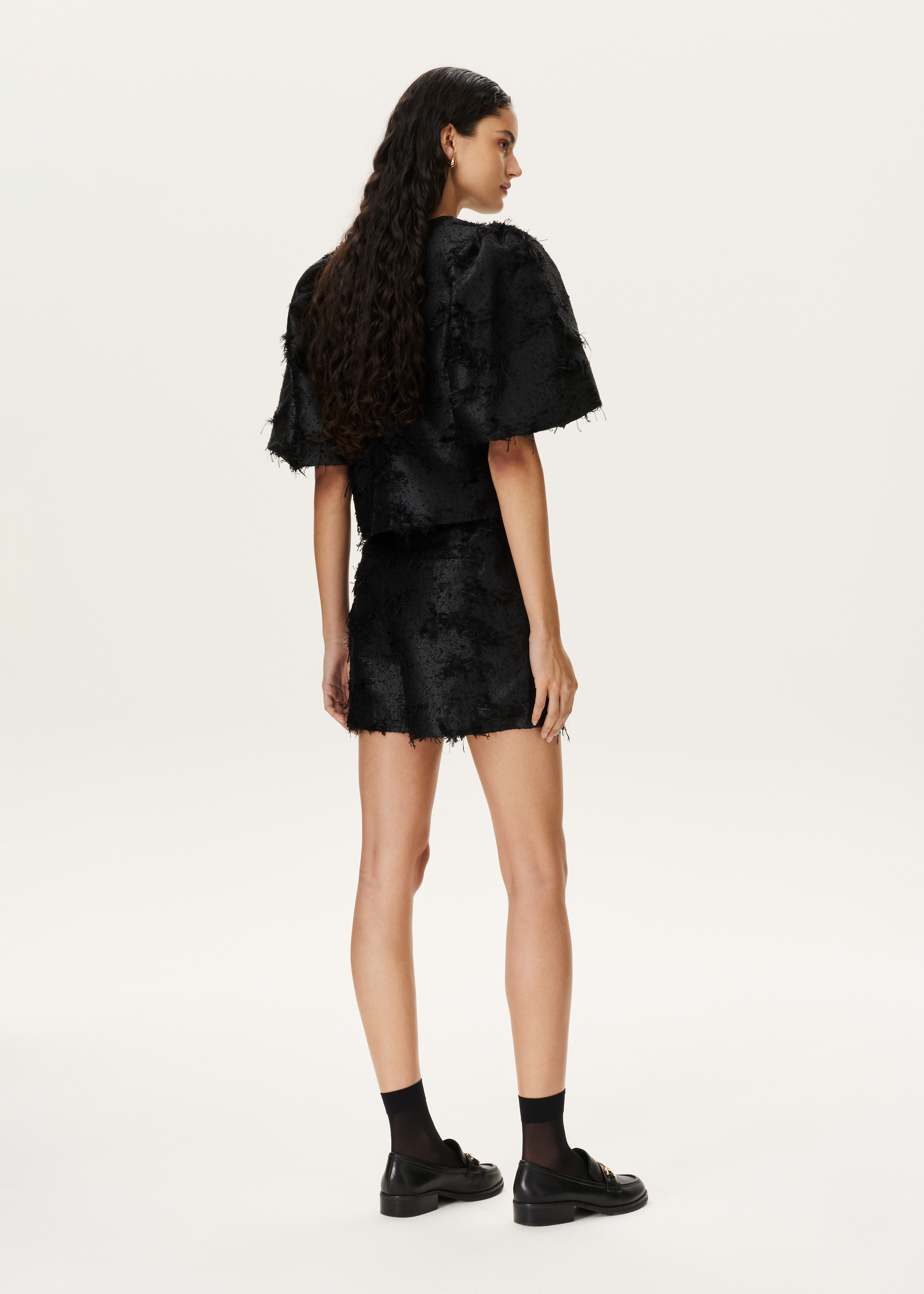 Jacquard shorts met rafels