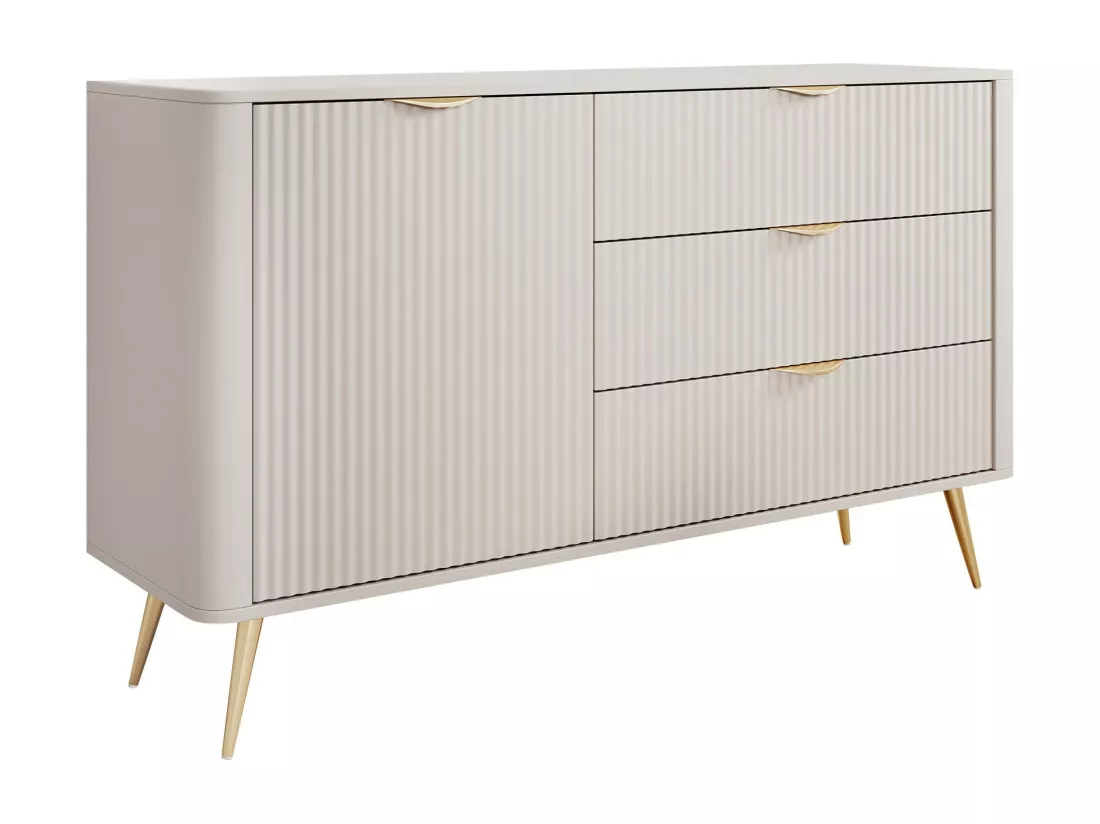 Commode Versoe 100, Beige, Avec tiroirs et portes, 82x139x38cm
