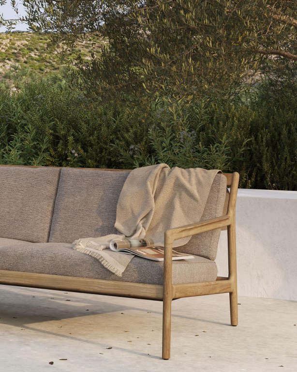 Ethnicraft Jack outdoor tuinbank 180 teak gebroken wit