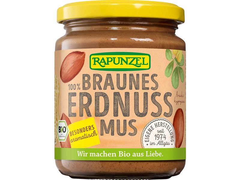Rapunzel Brotaufstrich Braunes Erdnussmus Glas 250g Bio-zertifizierter Brotaufstrich