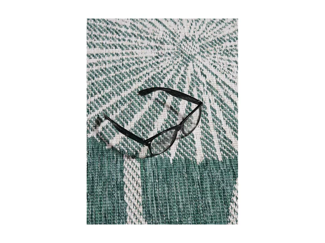 Tapis extérieur, kilim reversible 160x230 EX1 PARA vert et crème