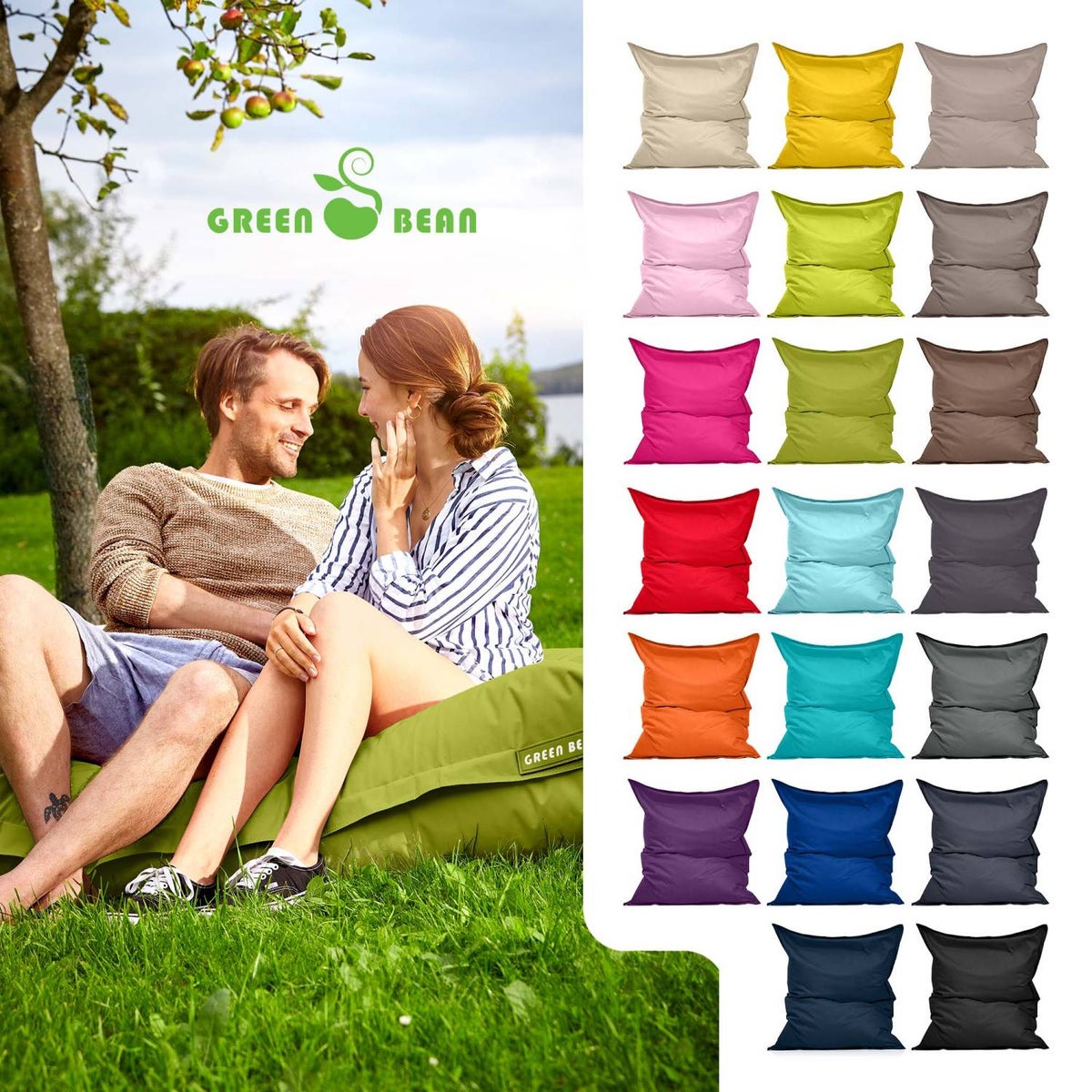 Groene Bonen Zitzak 120x160cm 270 Liter Kinderen & Volwassenen Zitzak EPS Kralenvulling Reuze Zitzak Grote Buitenligstoel Kussen Wasbaar Weerbestendig Ligstoel Zitkussen Vloerkussen Groen