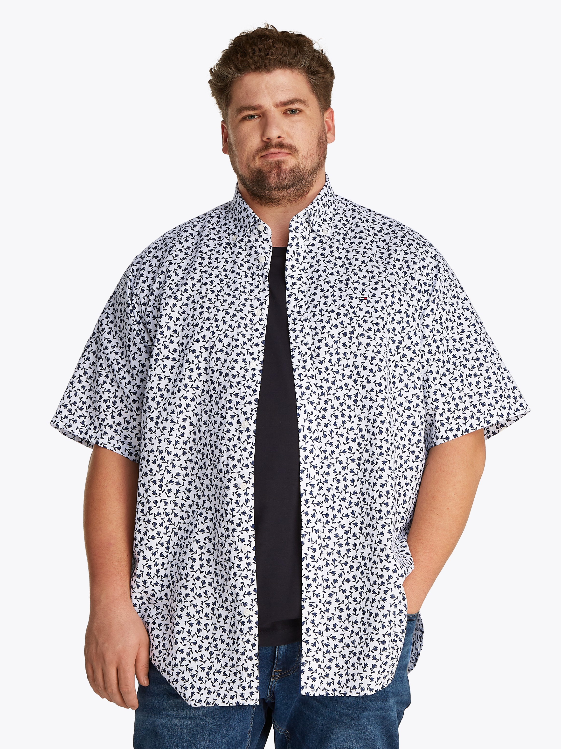 Tommy Hilfiger Big & Tall Kurzarmhemd »BT-LINEN BLEND MPRINT«, mit Allover-Print, Grosse Grössen