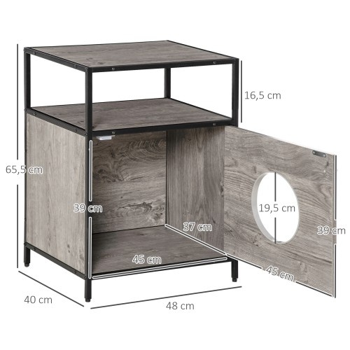 Casinha de madeira para gatos PawHut e mesa lateral