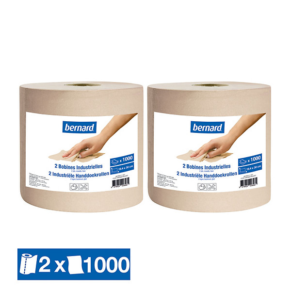 Bobine d'essuyage noisette Bernard 1000 formats, lot de 2