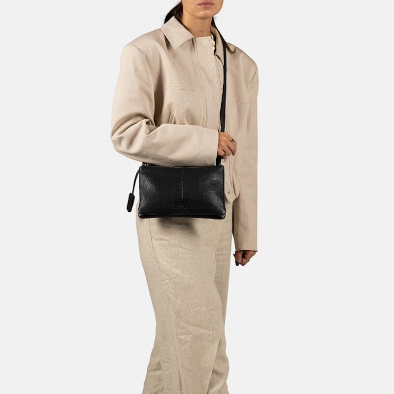 Burkely Soft Skylar Crossbody Bag Double Pocket Zip Black