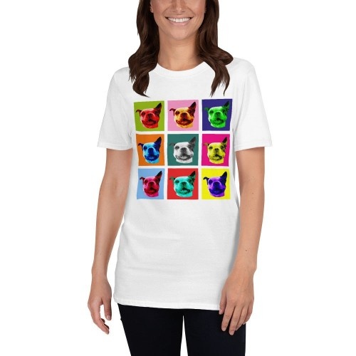 Camiseta feminina Mascochula, estilo Warhol, personalizada com seu animal de estimação, branca