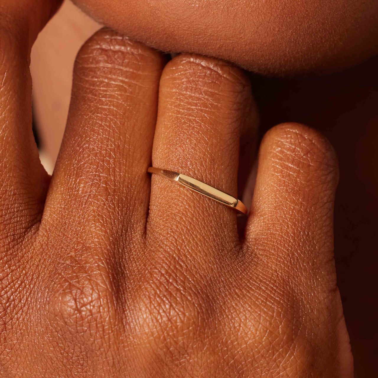 14 karaat geelgouden ring met bar