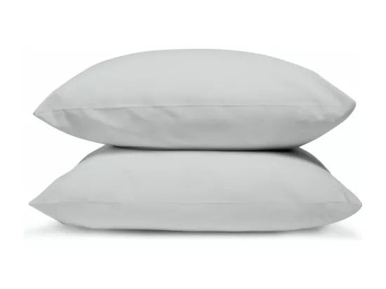 Lot de 2 Taies d'oreiller 100% Percale de coton - Gris clair - 50x75cm