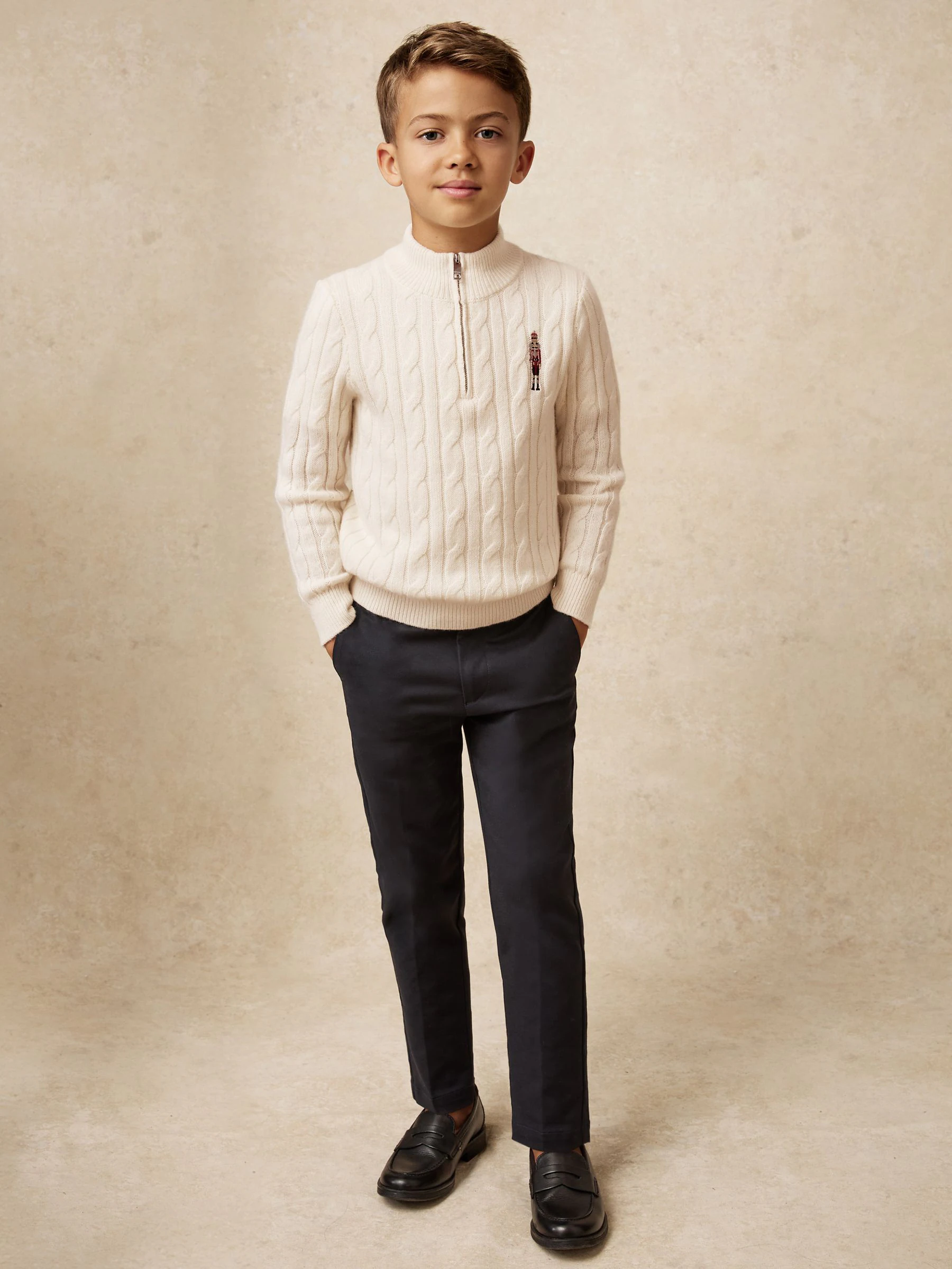 Off White - Reiss Nollaig Wool-Blend Half-Zip Nutcracker Jumper