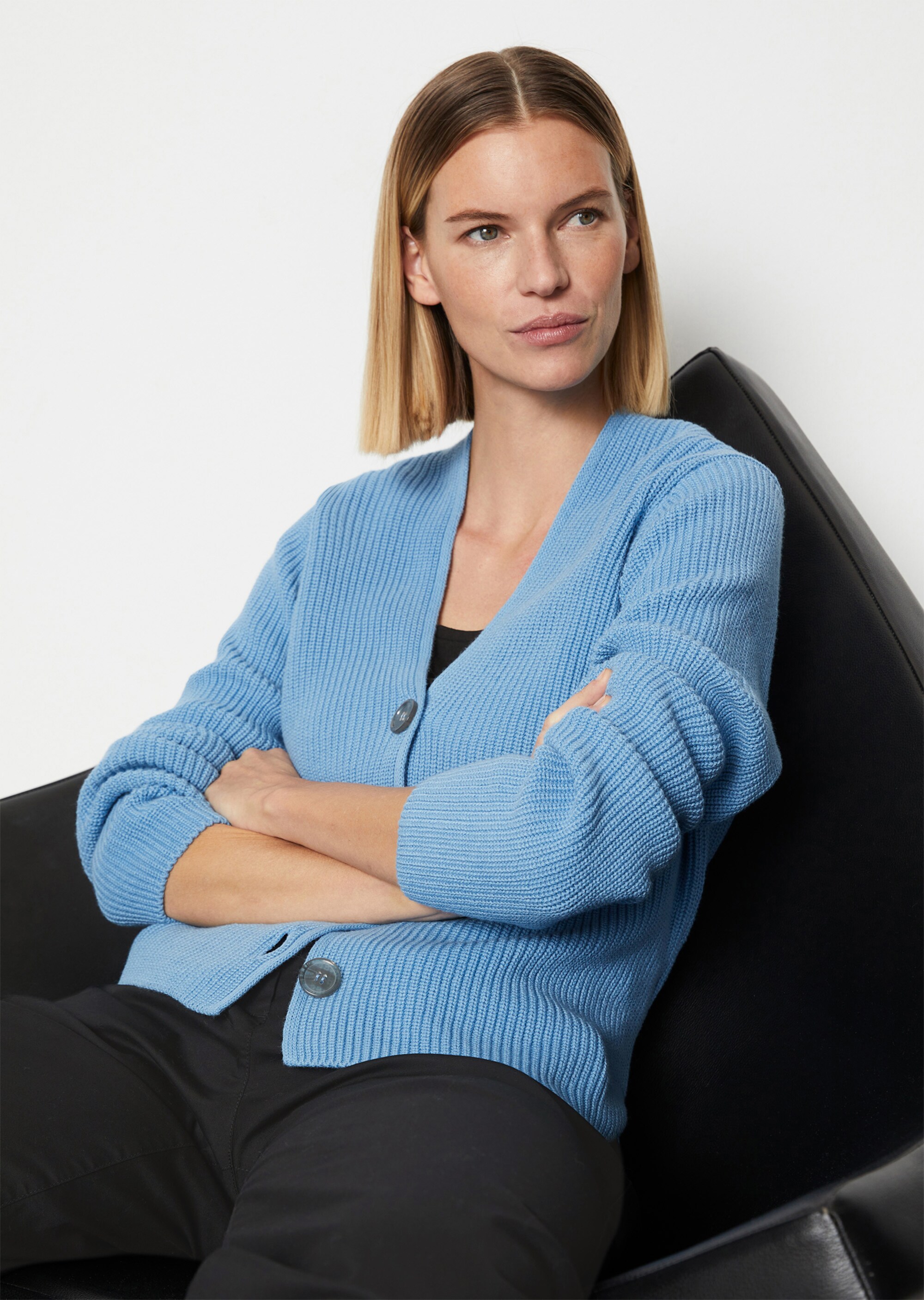 V-Neck-Cardigan relaxedaus Heavy-Weight-Organic-Cotton