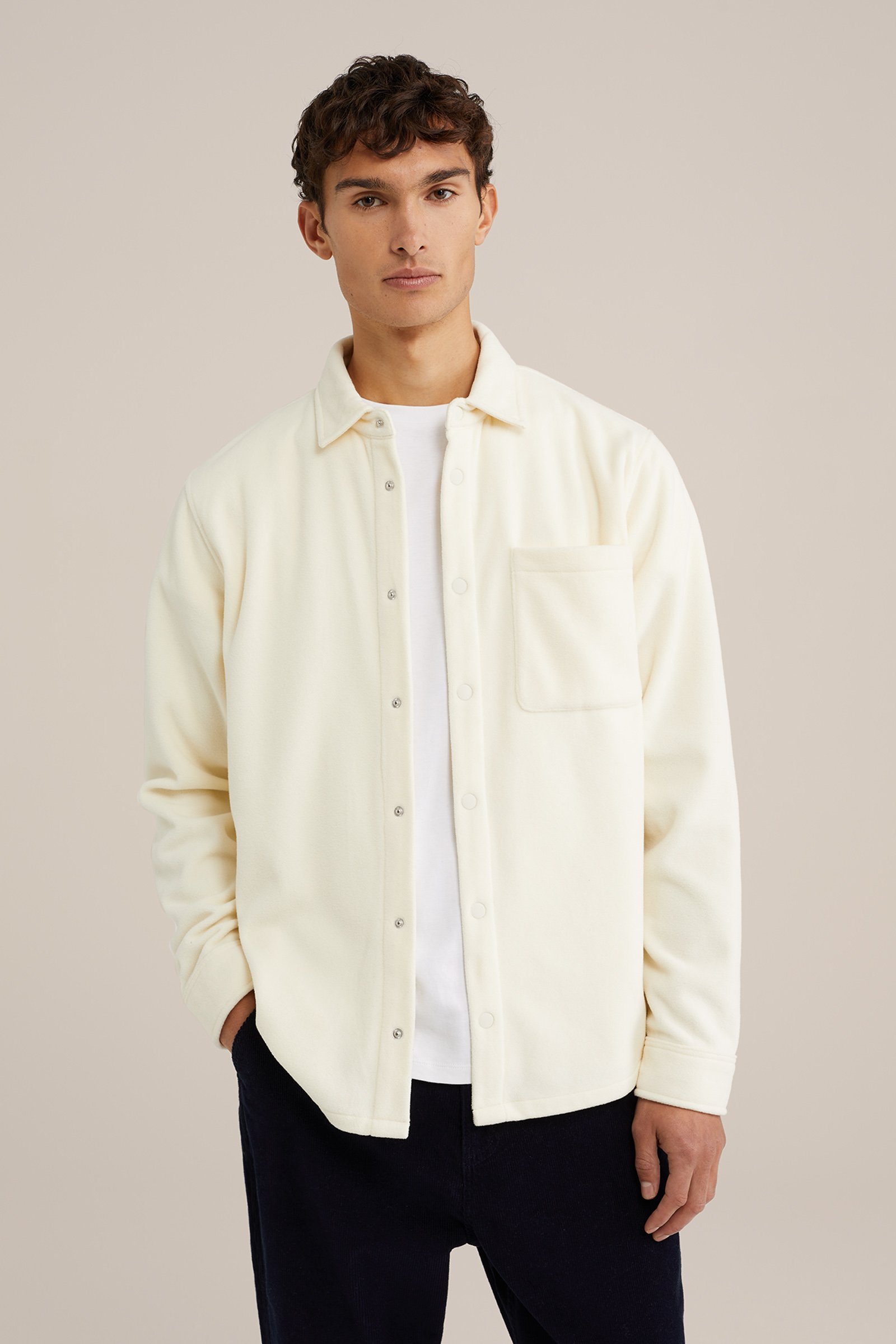 overshirt van fleece WE Fashion Gebroken wit