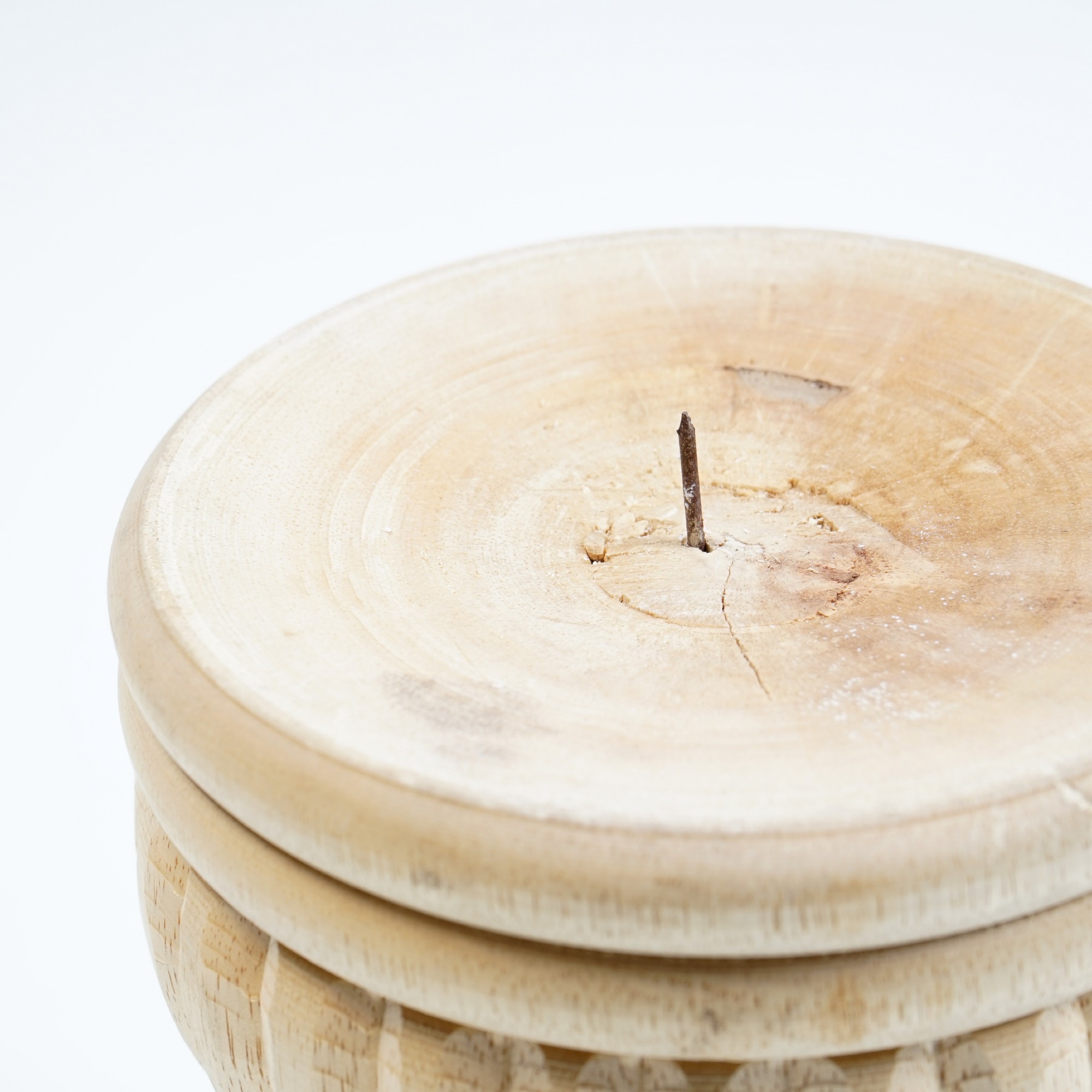 Handgeschnitzter Kerzenhalter, natur, Ø 16 cm, H 20 cm von fischer's lagerhaus