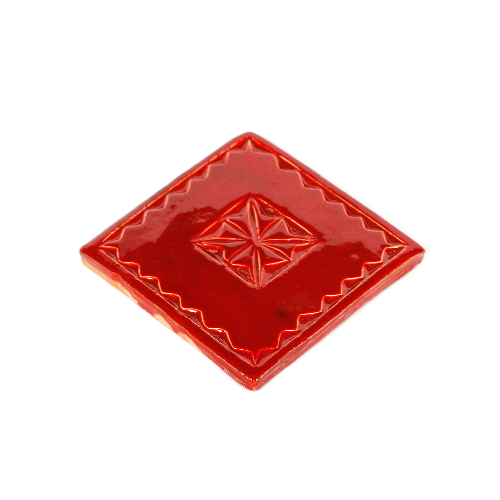 Geprägte Kachel 'Timbre Rouge', rot, H 10 cm, B 10 cm von fischer's lagerhaus