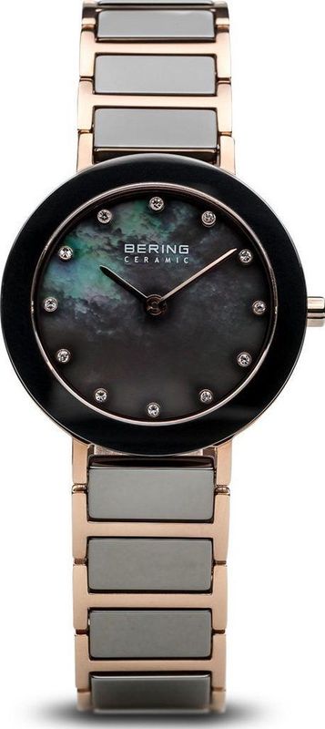 Bering - Ceramic Horloge - Roségoud - Parelmoer Wijzerplaat - Grijze Band