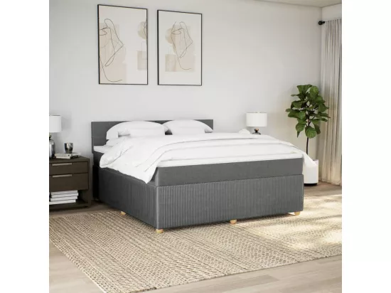 Sommier à lattes de lit avec matelas Gris foncé 180x200cm Tissu