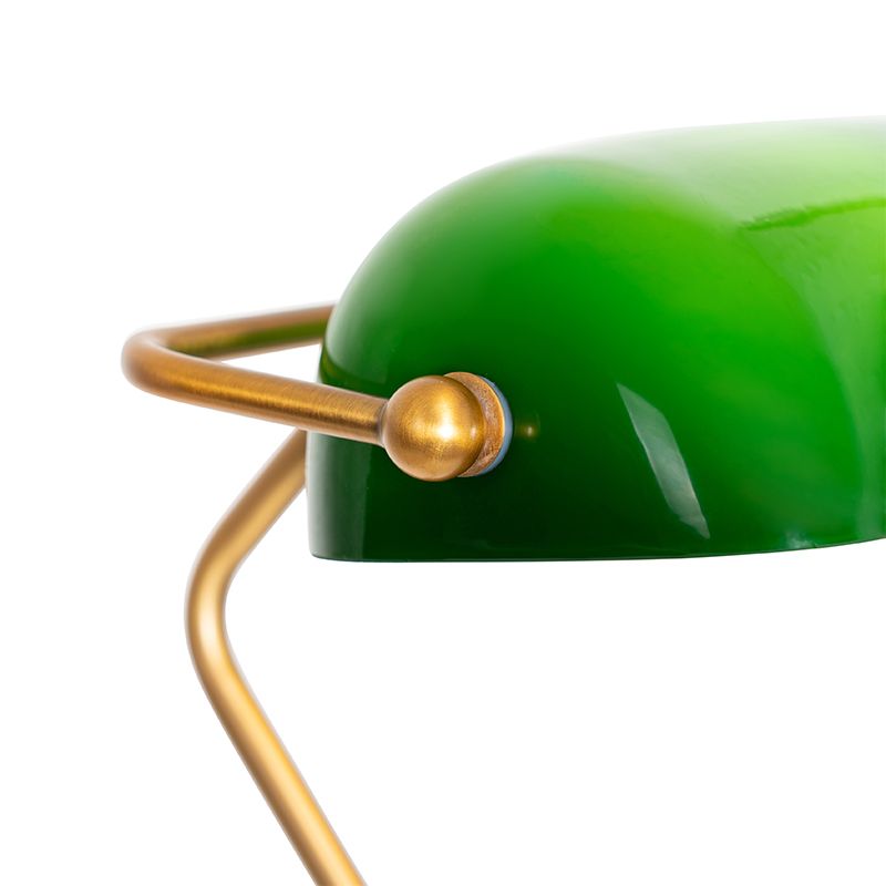 Klassieke notaris vloerlamp brons met groen glas - Banker