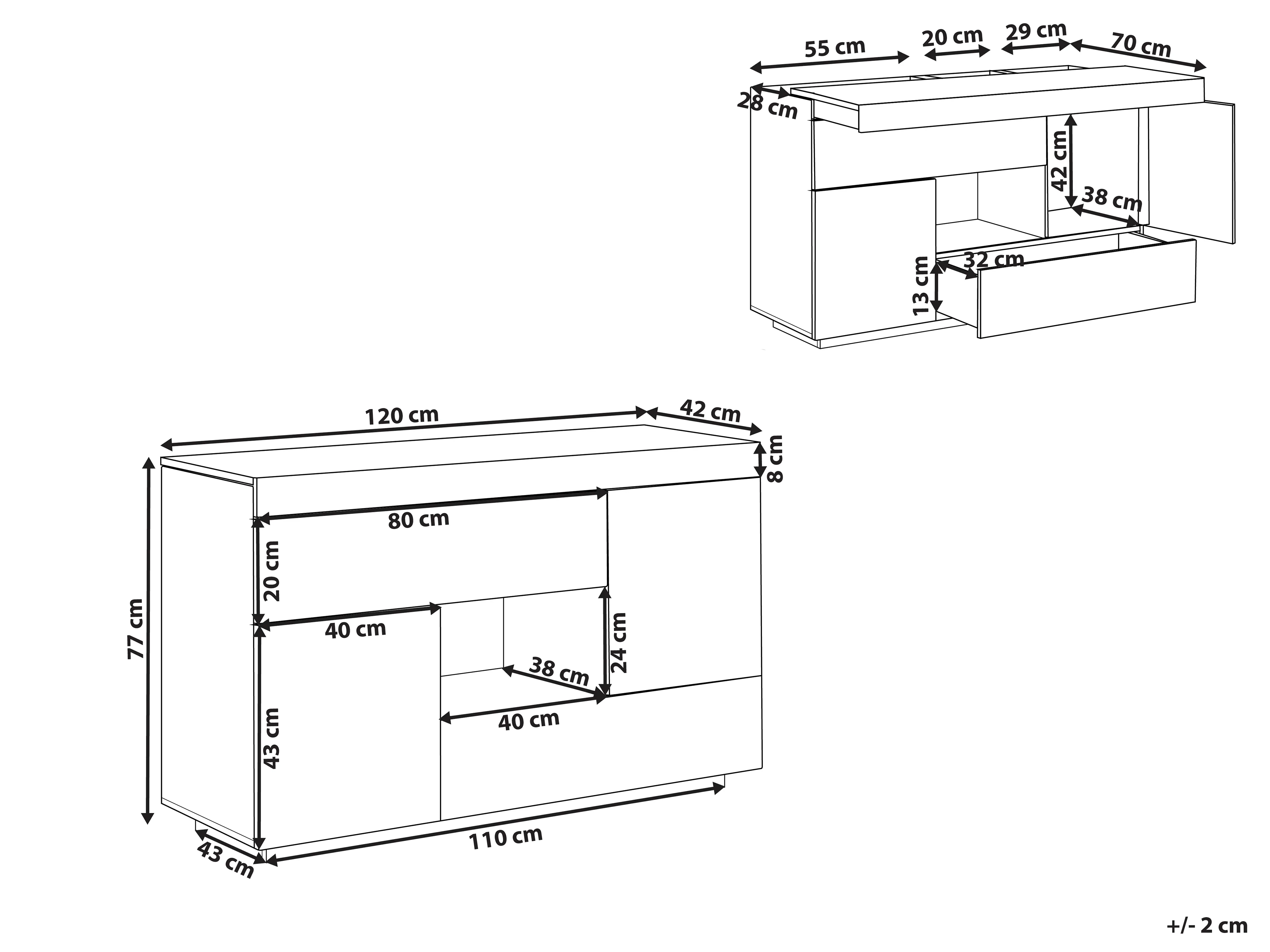 Bureau Dressoir met 2 deuren GORAN Wit