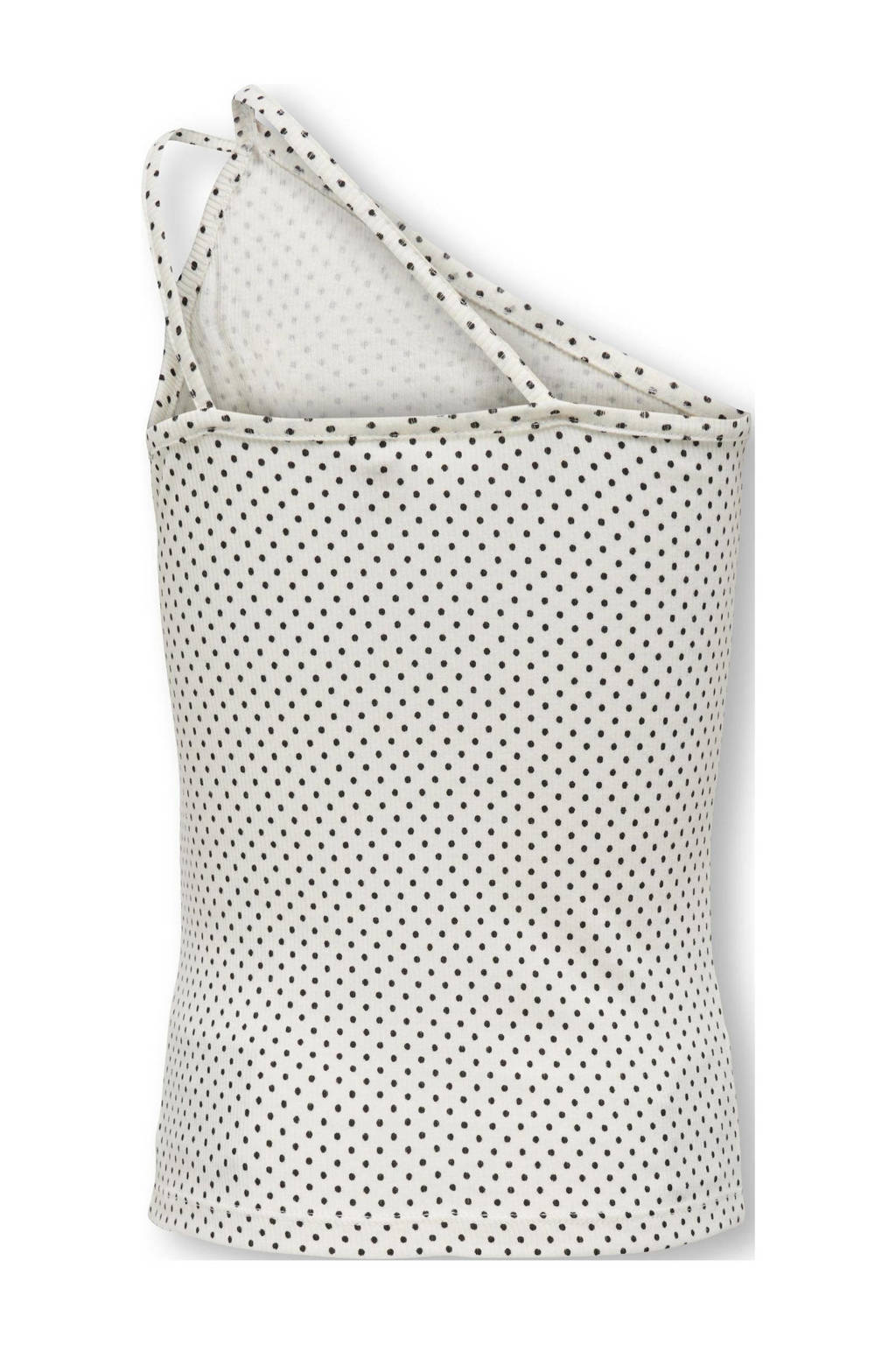 ONLY one shoulder top KOGVIOLA met stippen wit/zwart