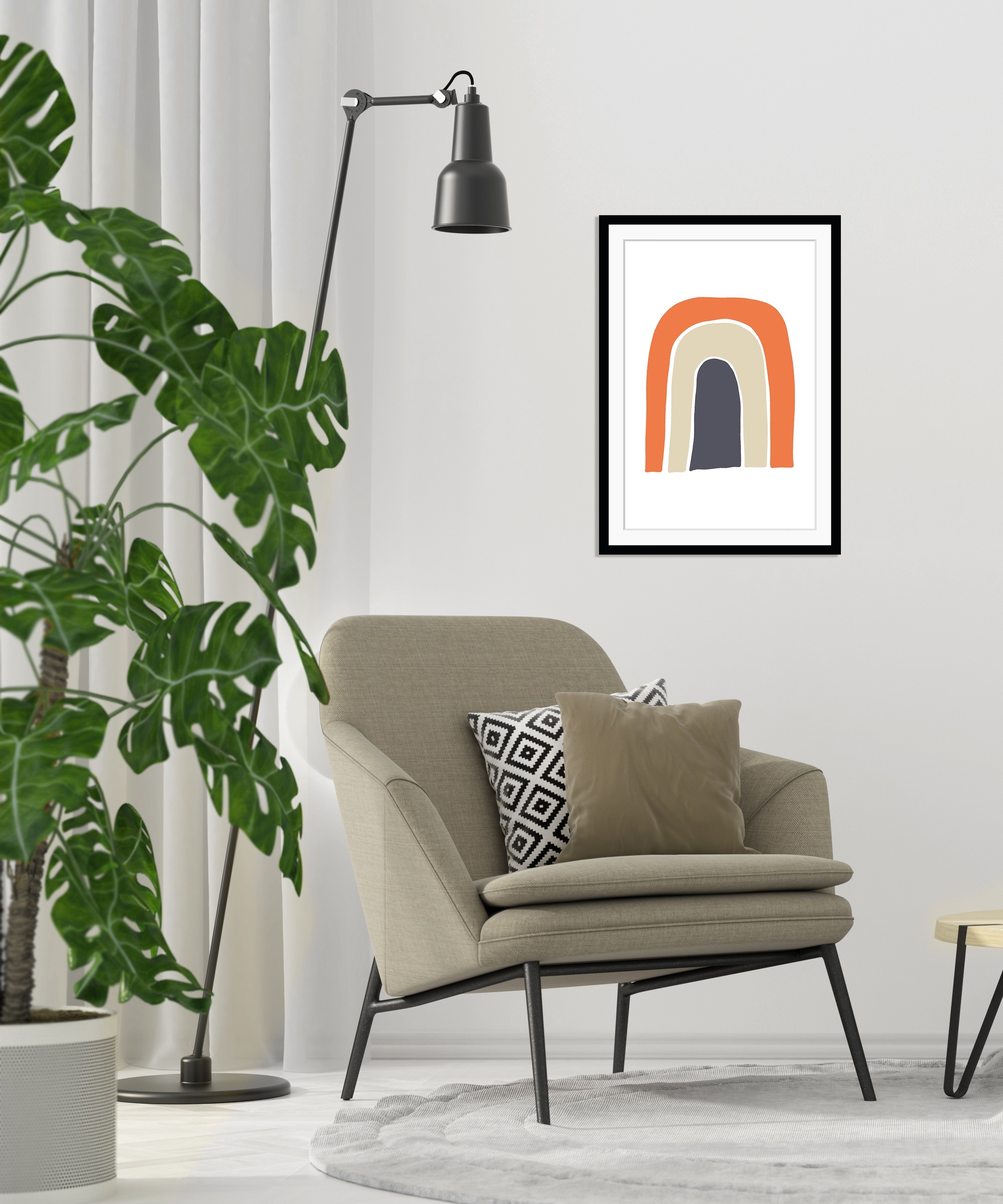 queence Bild »Rainbow« Abstrakt | Figuren | Kunst | Regenbogen HD Premium Poster-Druck inkl. Holzrahmen