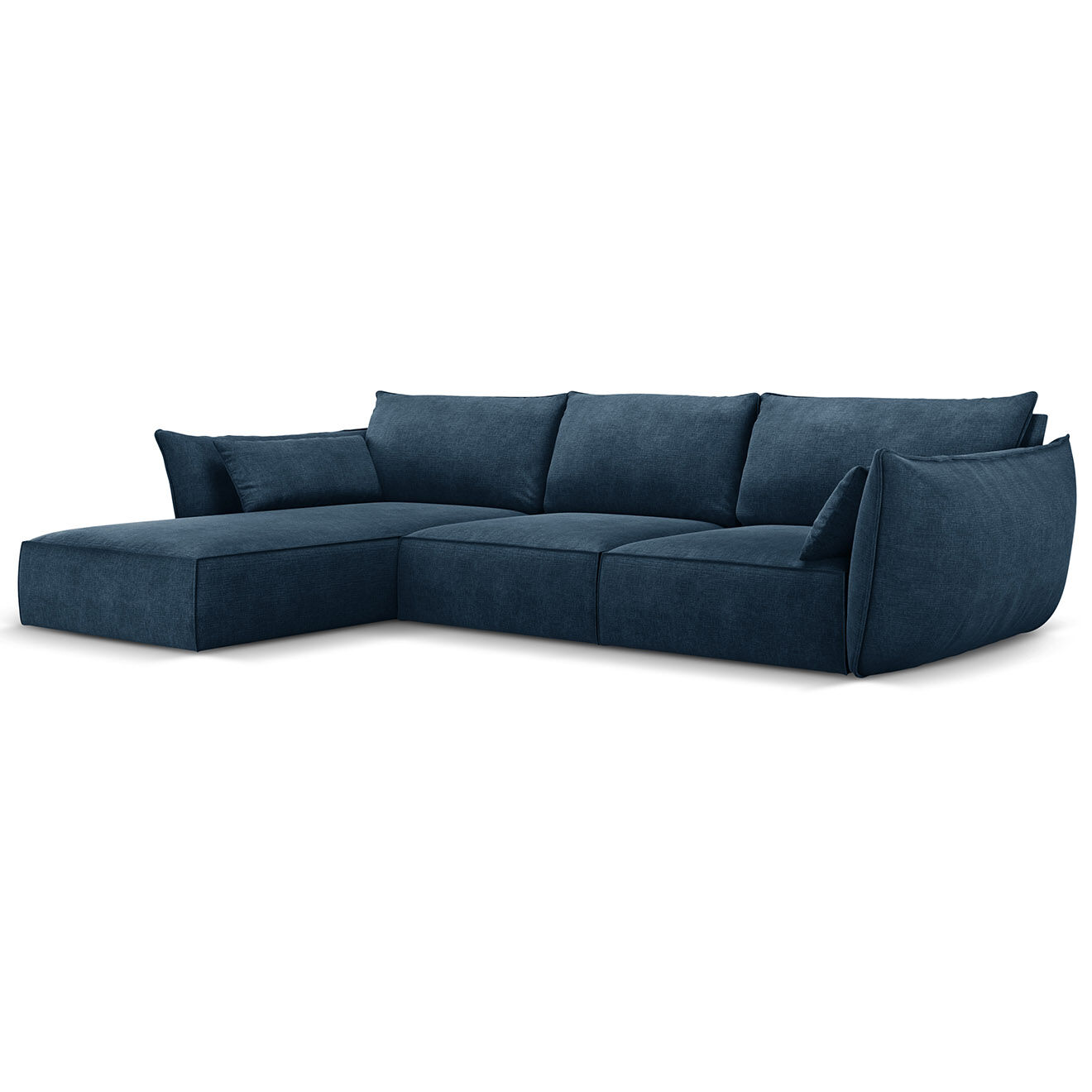 Mazzini Sofas Canapé D'Angle Gauche Vanda 5 Places 2 bleu roi - 208x166x85 cm