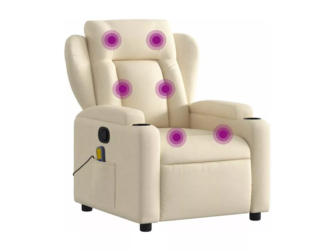 Fauteuil de massage inclinable Crème Tissu