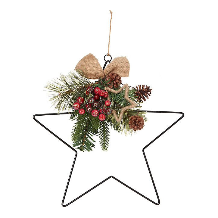 Etoile métal avec décorations de Noël, 36x36 cm