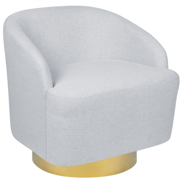 Beliani Poltrona Tecido Cinzento Claro Macio Base Dourada Giratória 360° Retro Glam 73x70x71 - 4255664840318