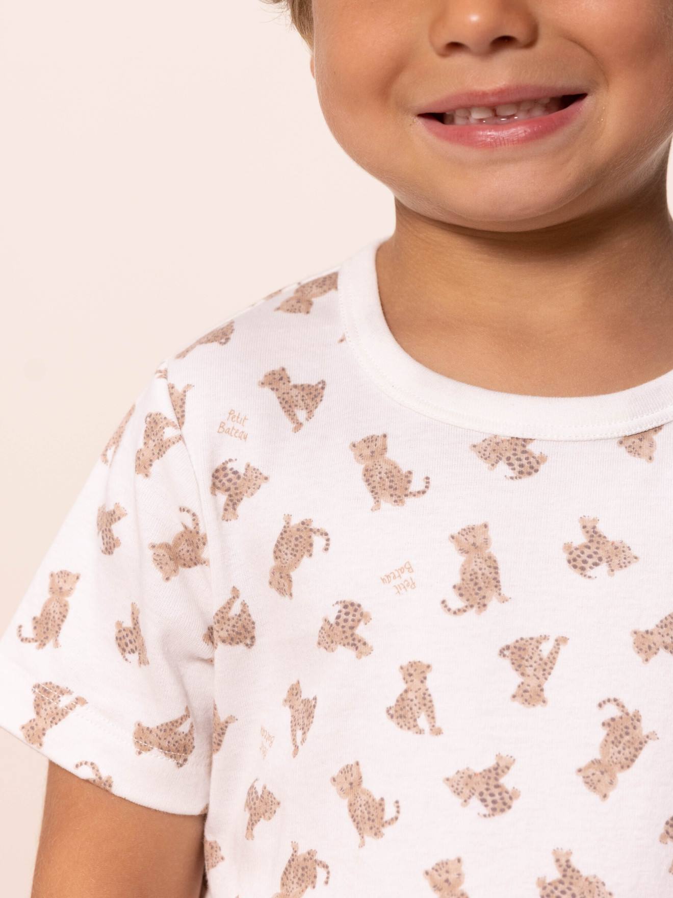 Conjunto de pijama: estampa de leopardo + máscara PETIT BATEAU branca