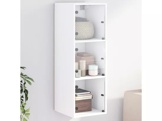 Armoire murale avec portes en verre blanc 35x37x100 cm