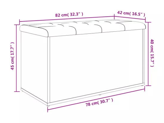 Banc de rangement blanc 82x42x45 cm bois d'ingénierie