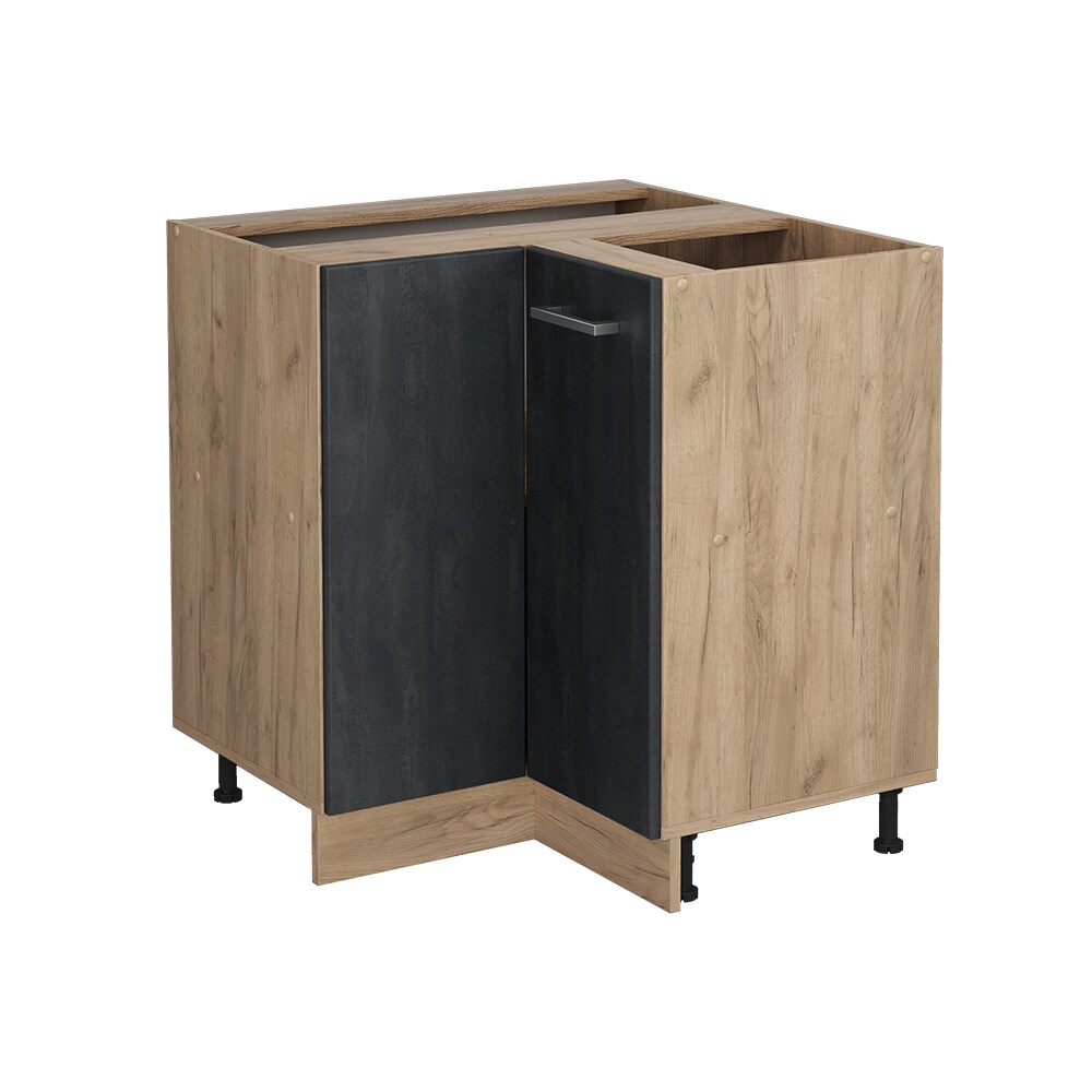 Vicco Eckunterschrank R-Line Schwarz Beton Eiche 87 cm mit Arbeitsplatte Anthrazit