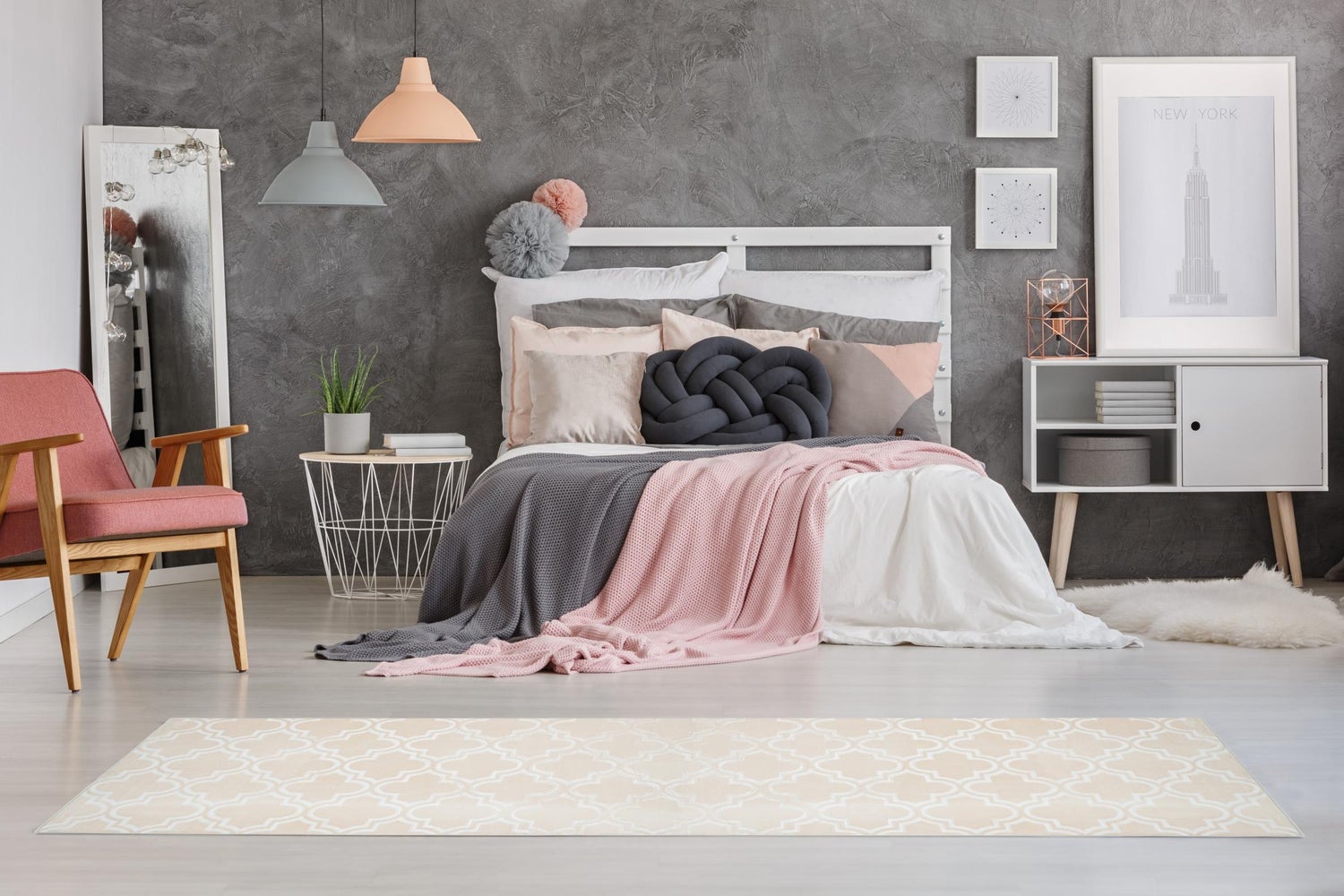 Kortpolig vloerkleed Blissique Cream Modern, Classic 120 x 170 cm