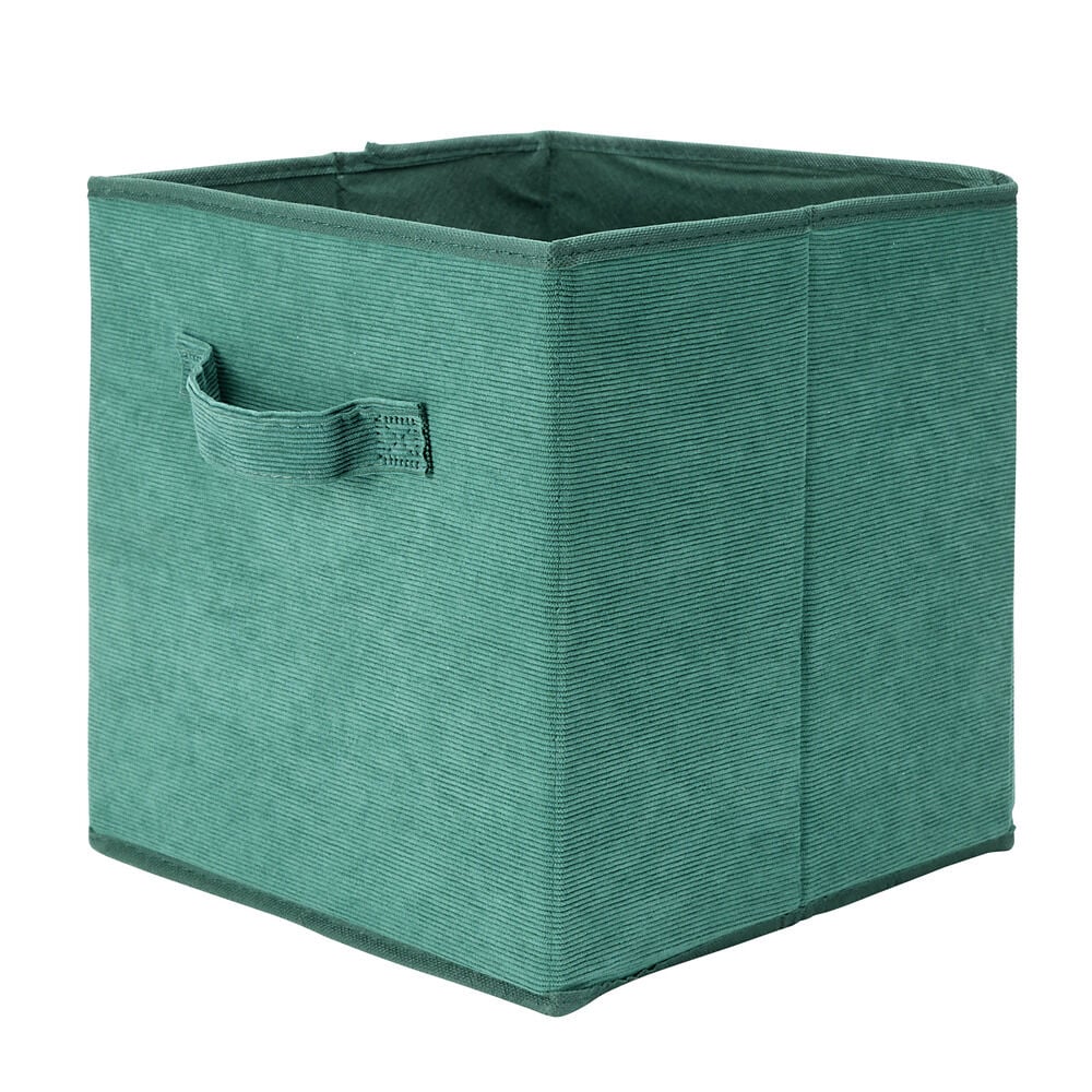 Panière de rangement pliable tissu côtelé marron 27x27xH27cm