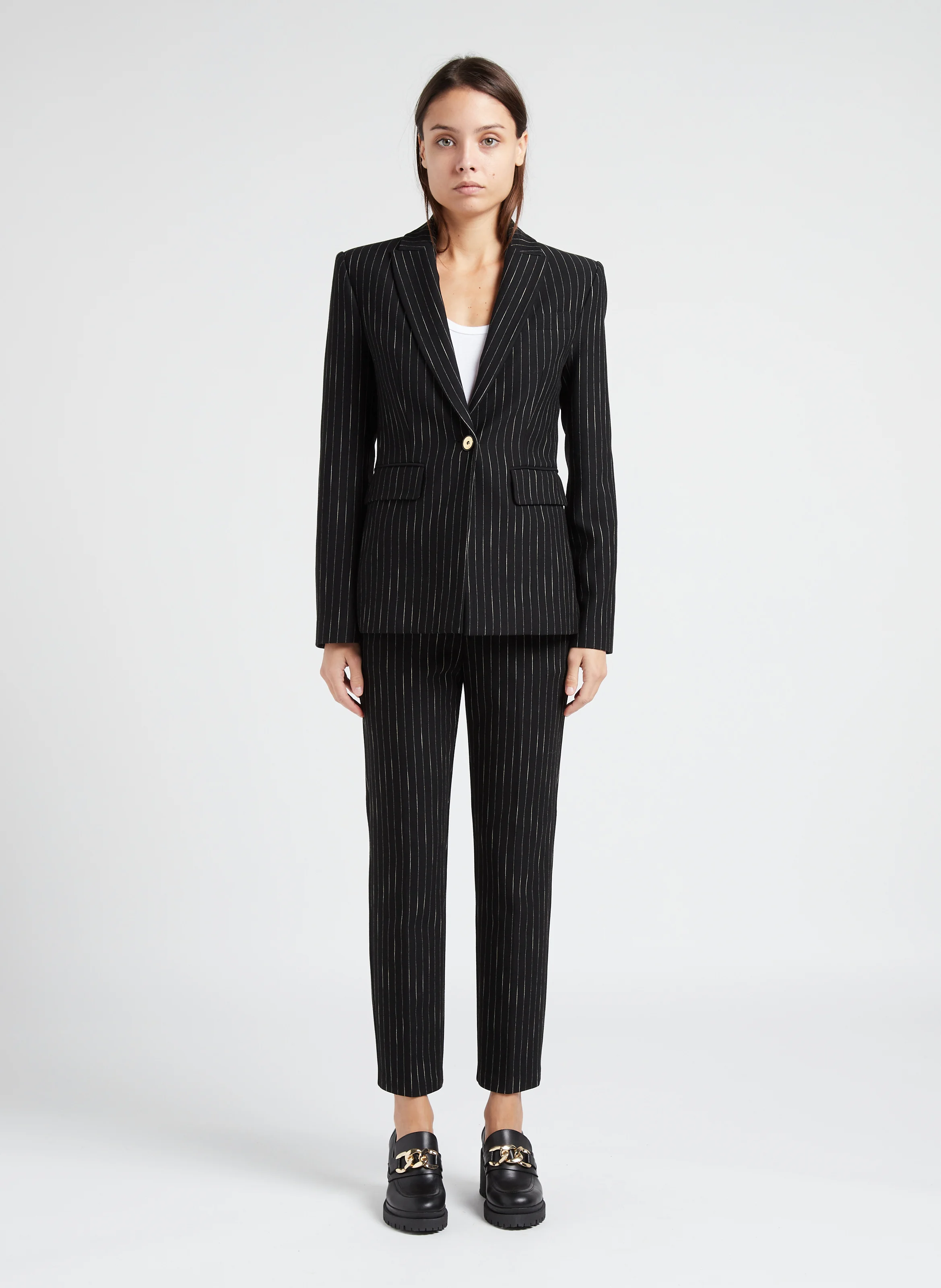 HUMAHUACA - Veste tailleur cintrée à rayures | Noir
