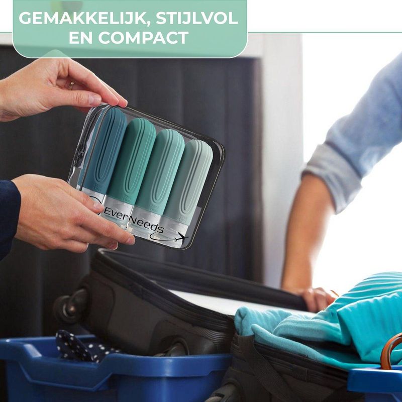 EverNeeds - Reisflesjes - Mint - Siliconen - 4 Stuks